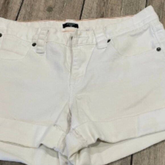 J Crew Womens White Denim Shorts Size 26 Roll Hem Casual Jean Mid Rise - Picture 1 of 2